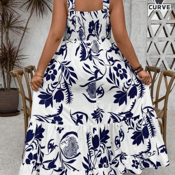 Floral Tank Dress With Ruffled Hemline - Picture 2 of 4